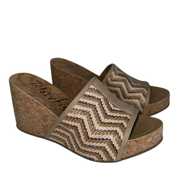 Blowfish Malibu Wedge Sandals Women’s 8 Cork Platform Slip On Coastal Cowgirl - Picture 3 of 16